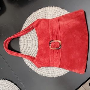 Red Sued Leather Retro Purse